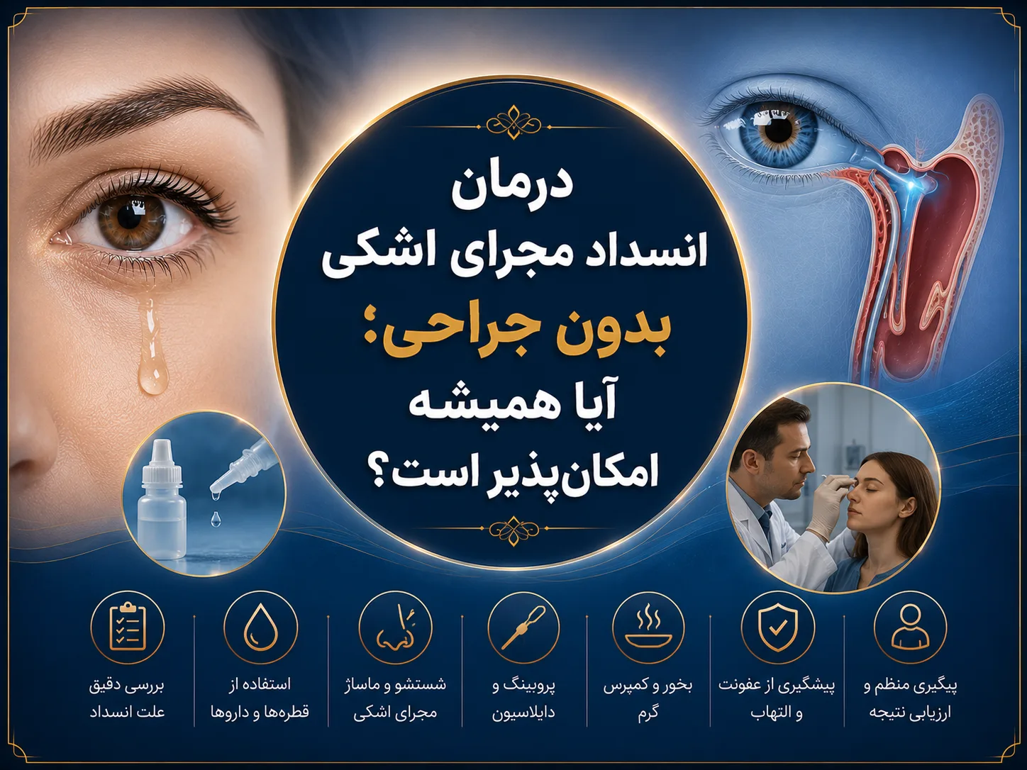 درمان انسداد مجرای اشکی بدون جراحی؛ آیا همیشه امکان‌پذیر است؟