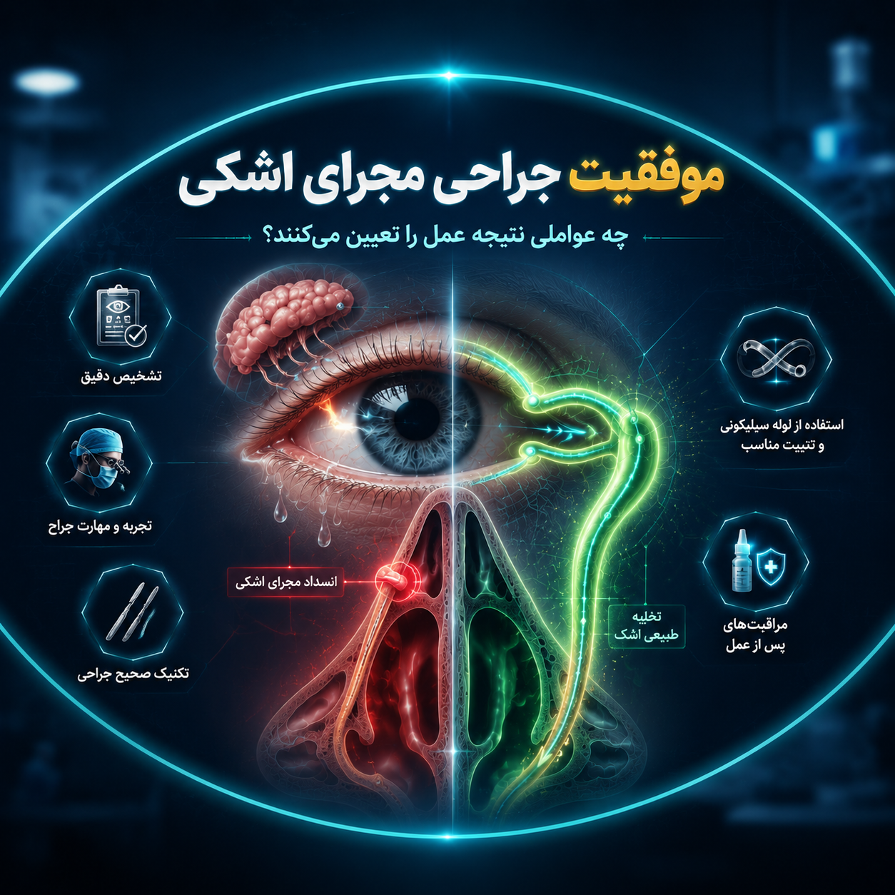 موفقیت جراحی مجرای اشکی؛ چه عواملی نتیجه عمل را تعیین می‌کنند؟