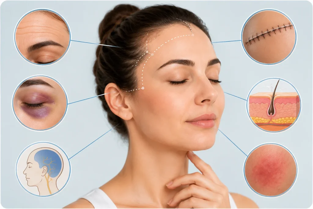 عوارض لیفت پیشانی و ابرو اندوسکوپیک چیست؟