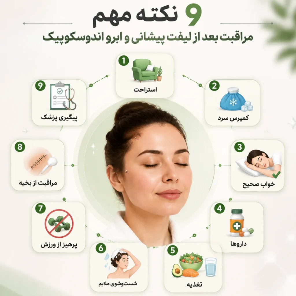 مراقبت‌های بعد از لیفت پیشانی و ابرو اندوسکوپیک چیست ؟