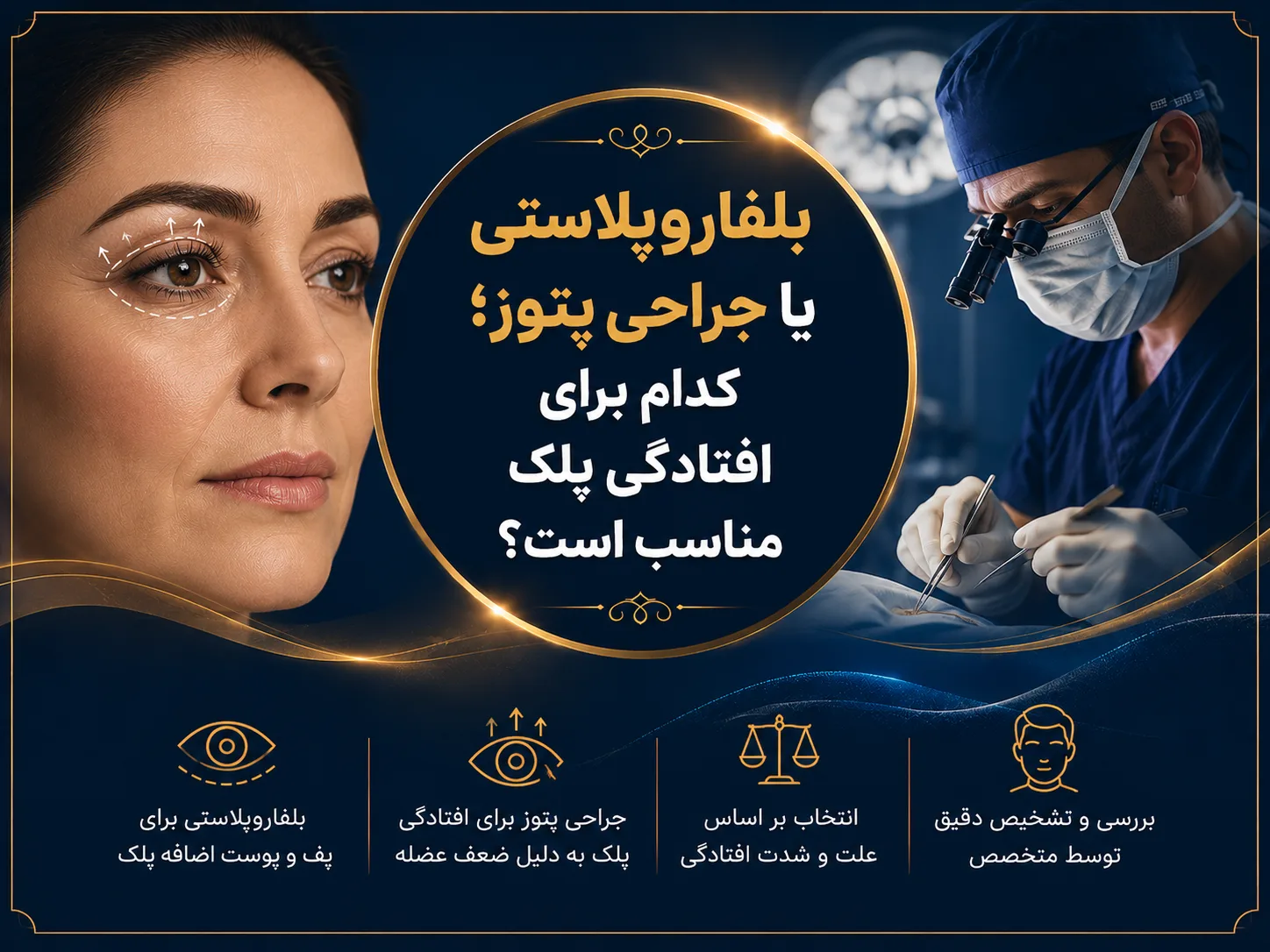 بلفاروپلاستی یا جراحی پتوز؛ کدام برای افتادگی پلک مناسب است؟