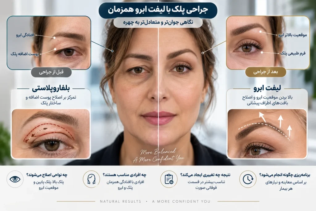 جراحی پلک با لیفت ابرو همزمان؛ چه زمانی انجام می‌شود؟