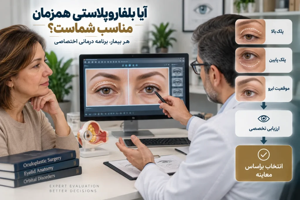 بلفاروپلاستی همزمان پلک بالا و پایین چیست؟