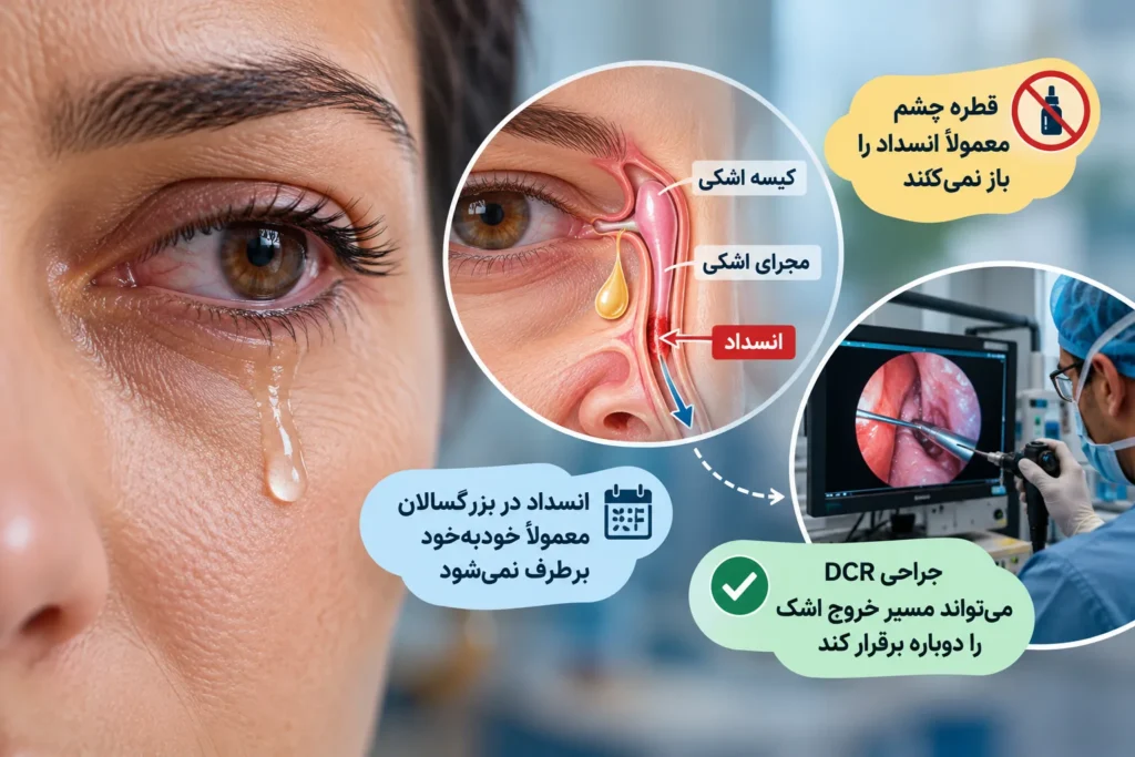 آیا انسداد مجرای اشکی خودبه‌خود باز می‌شود؟